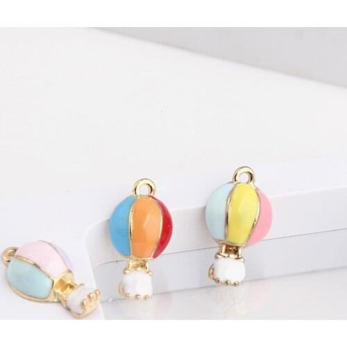 10pcs Jewelry DIY Accessories Alloy Hot Air Balloon Enamel Charms Pendants For Bracelet Earring Making Floating