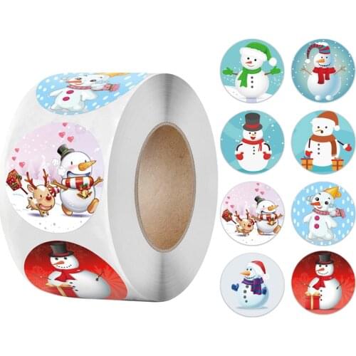 100-500PCS Christmas Gifts Stickers Snowman Sticker 8 Patterns Stationery Cartoon Reward Decoration Stickers Children Toys Label
