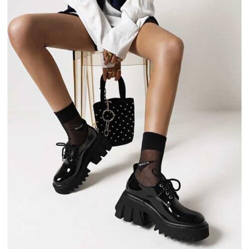 2021 fashion spring shoes soft leather womens shoes plus size high-heeled sponge cake thick bottom thick heel comfortable 7cm