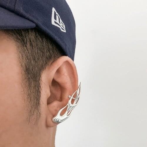 2021Nieuwe Geometrische Onregelmatige Uitsparing Vlam Zilver Kleur Metal Punk Stud Oorbellen Voor Vrouwen Mannen Meisjes Partij