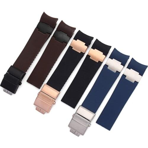 22*20mm Curved End Black Brown Blue Waterproof Silicone Rubber Wristband Watch band Strap Belt For Ulysse Nardin DIVER Bracelet