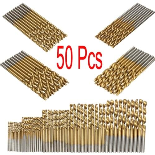 50Pcs/Set Twist Drill Bit Set Saw Set HSS High Steel Titanium Coated Drill Woodworking Wood Tool 1/1.5/2/2.5/3mm