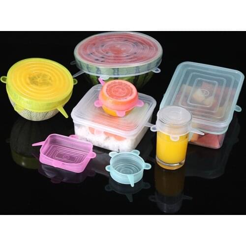 6/12PCS Reusable Fresh Keeping Seal Covers Universal Silicone Stretch Lids Kitchen Accessories Gadgets For Kitchen Food Supplies