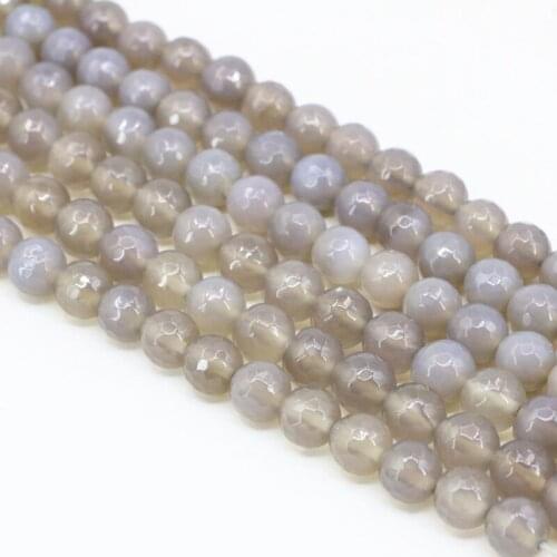 6 8 10 12mm Round Faceted Gray Agat Beads Natural Stone Loose Beads for Jewelry Making Factory Price Carnelian Onyx Craft 15inch