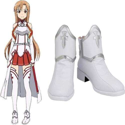 Anime Sword Art Online Yuuki Asuna Long wig Cosplay Costume SAO Yuki Asuna Women Synthetic Hair Halloween Role Play wigs Shoes