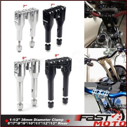 For Harley Dyna Softail Street Bob FXD FXDB FXBB 1-1/2" 38mm Handlebar Straight One-Piece Clamp Top Motorcycle Risers 6''-13