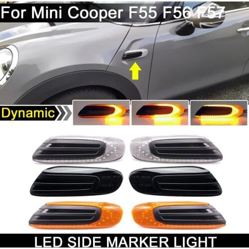 For Mini Cooper F55 F56 F57 2014-2017 Smoked Lens Clear Lens Yellow Lnes LED Side Marker Lamp Dynamic Amber Turn Signal Light