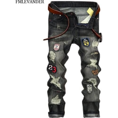 Plus Size 42 Ripped Jeans For Men Skinny Jeans Straight Pants Stretch Denim Jeans Men