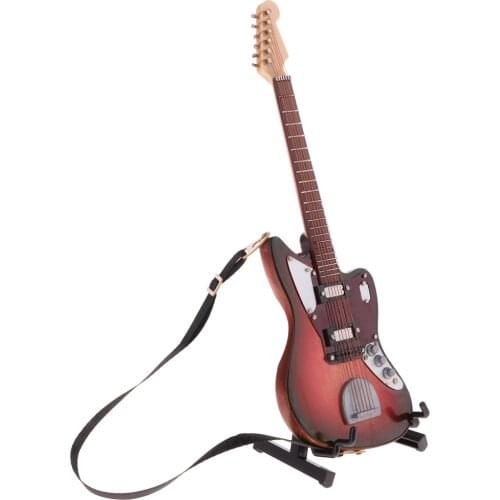 1/6 Action Figure 12inch Dolls Musical Instrument Accessory Wood Guitar Model w/Stand Home Office Decoration #3