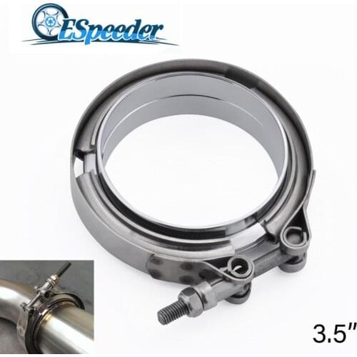ESPEEDER 3.5 Inch Silver V Band Flange Stainless Steel Turbo Exhaust V Clamps Kits Suitable For Universal Car Flange Engine Part