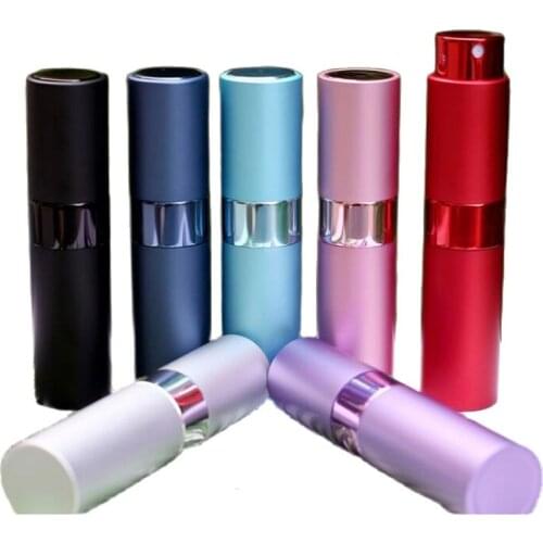 Spray Bottle Luxury Atomizer Refillable Cosmetic Container Portable Travel Size 8ML Whirling Aluminum Perfume Vials 25pcs/lot
