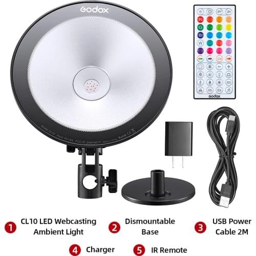 GODOX CL10 Photography Light,LED Webcasting Ambient Light ,Selfie Ring Light Dimmable Camera Lamp For Makeup Video Live Studio