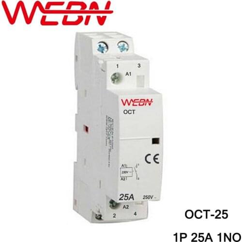 OCT Series AC Household Contactor 230V 50/60Hz 1P 25A 1NO One Normal Open Din Rail Contactor