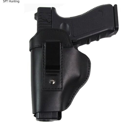Leather Gun Holster For Glock 17 18 19 22 26 Beretta M92 Sig Sauer P226 Shadow Airsoft Pistols Concealed Holster Clip