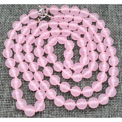 HOT! Fine natural 6 mm pink jades beads Gem stone Necklace 36 " AAA>>>women jewerly