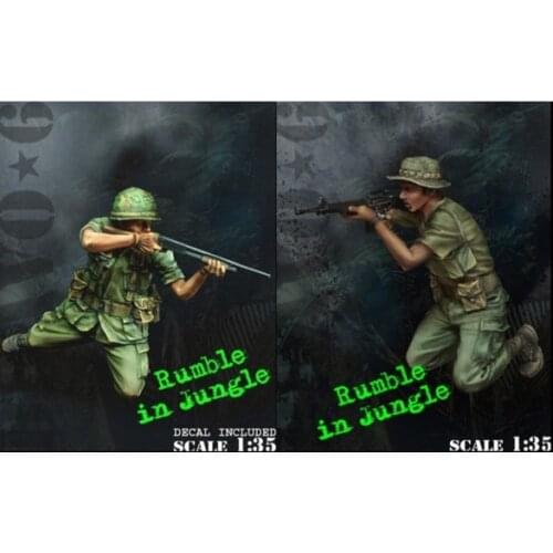 1/35 scale Vietnam war US military battlefield kneeling ground shooting 2 people miniatures Resin Model Kit figure Free Shipping