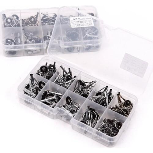 80 Pcs Rings Fishing Rod Guide Tip Set Repair Kit DIY Eye Rings for Fishing Rods Stainless Steel Frames With Box Fishing Tackle