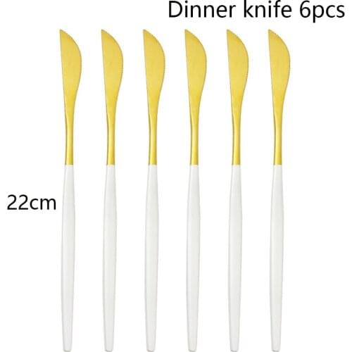 6Pcs White Gold Fruit Knife Dinnerware Cutlery Stainless Steel Steak Dinner Knives Set Knife Home Flatware Tableware Silverware