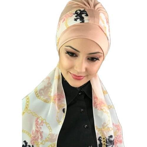 New Fashion 2021 Hijab Turban Lady Hat Seasonal Scarf Hijab Foulard Single Size Powder Color Biritli Scarf Bone