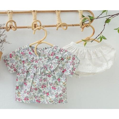 New 2021 Infant Baby Girl Sets Summer Children Floral Short-Sleeved T-shirt + Shorts Suit 2Pcs Kids Baby Girl Clothes Suit