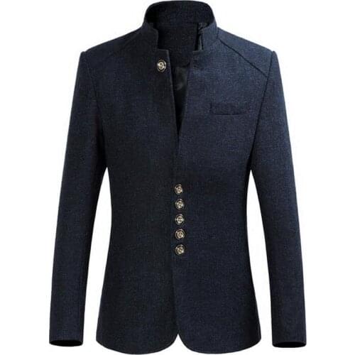 Autumn winter young china wind thicken coat mens chinese tunic suit mens casual casual small suit stand collar plus size 6XL