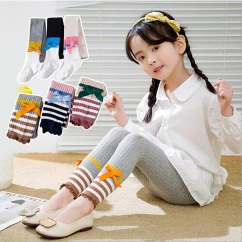 1-8Y Cute Baby Girl Pantyhose Kids Trousers Leggings Girls Knitted Tights Pants for Childrens Anti-mosquito Pantyhose Legging