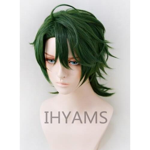 Anime SK∞ Joe Cosplay Wig Green Short Straight Mullet Synthetic Hair Heat Resistant SK8 the Infinity SK Eight + Wig Cap