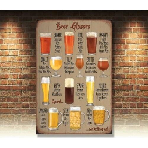 Beer Glasses Brewing Pub Bar Man Cave Shed Old Advertising Small Metal Tin Sign