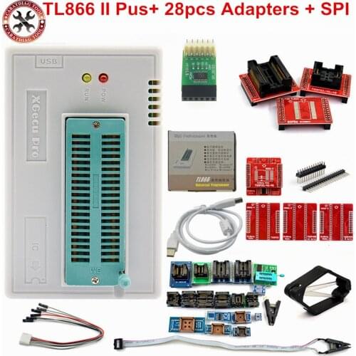 2021Original TL866II Plus USB Universal Programmer support 16000+IC SPI Flash NAND EEPROM MCU PIC AVR +Full 28 adapters +SPI