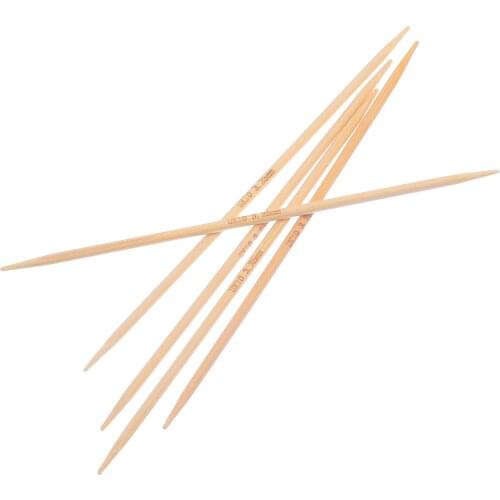 5PCs/Set Natural Bamboo Knitting Needles Double Pointed Hand Sewing Crochet Hooks Set Home Supplies UK10/3.25mm 15cm Long