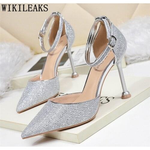 Ladies Bridal Shoes Women Glitter Heels Mary Jane Shoes Woman Pumps Fashion Fetish High Heels Sexy Summer Shoes Woman Zapatos