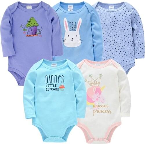 Unisex Baby Bodysuit 5 Pcs/set 100% Cotton Cute Girls Clothes Long Sleeve Spring Soft ropa bebe Clothing Infant Costume
