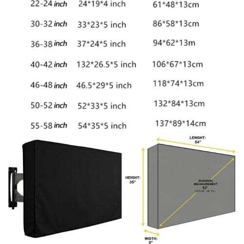Universal weatherproof outdoor tv screen cover waterproof protective case for 22" to 58" lcd tv with stand