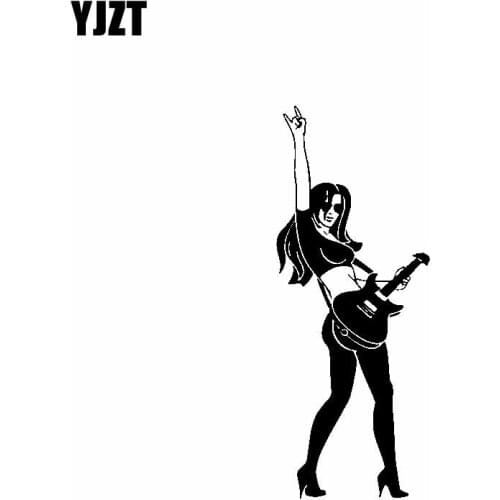 YJZT 6.9CM*17.8CM Rock Guitar Vinyl Black Silver Motorcycle Car Sticker Decal C13-000522