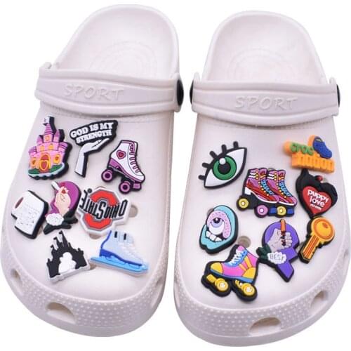 1pc Funny Cartoon Castle Key Eyes Shoe Accessories Decoration Fit Croc JIBZ Garden Shoe Sandals Ornaments Kids Gifts