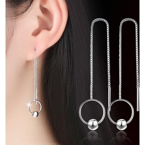 100% 925 sterling silver new fashion round design ladies' stud earrings wholesale jewelry Christmas gift drop shipping