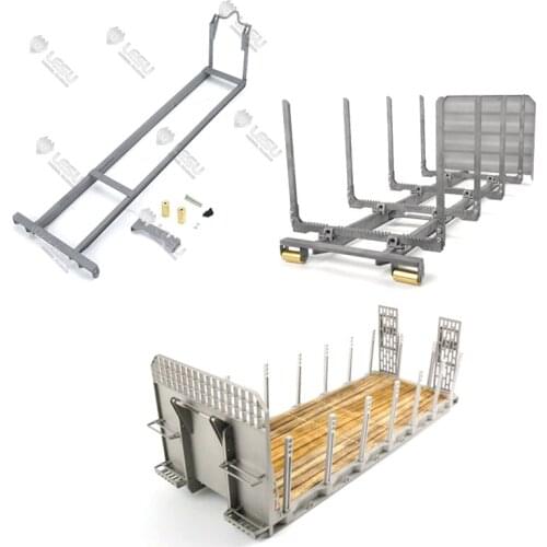 1/14 Metal Trailer Luggage Carrier Flat Bed Ramp Parts for LESU MAN 8*8 RC Truck Roll On/Off Tipper TH13438-SMT2