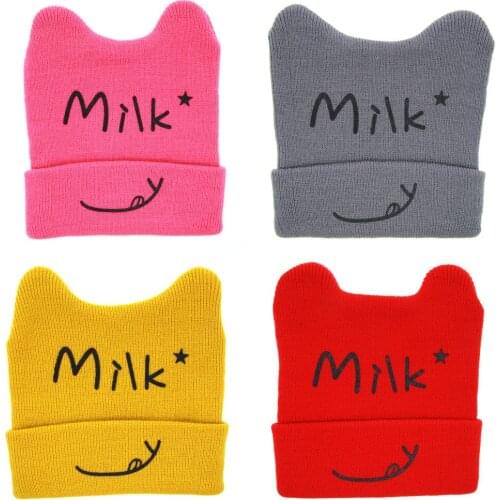 1 Piece MAYA STEPAN Infants Children Cute Letters Tire Korean Cartoon Cat Ears Hat Cross-Border Supplies Baby Newborn Cap