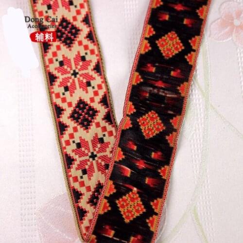2017 NEW Red Retro Pattern 2"50MMx 10YARD Woven Jacquard Ribbon National webbing Handbag DIY clothing Belt accessories