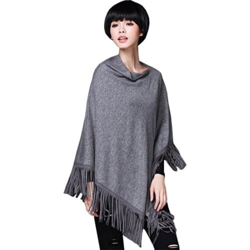 2021 Pullover Autumn Winter New Sweater Women Loose Jumper Irregular Cape Fringed Shawl Coat Sweaters Clothing Vestidos MMY387
