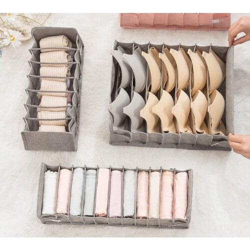 3pcs/Set Foldable Underwear Storage Box Socks Compartment Storage Container Closet Organizer Houeshold Drawer Bra Organizer
