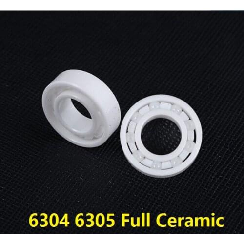 4pcs/lot 6304 6305 Full Ceramic bearings 20x52x15 25x62x17 mm ZrO2 Zirconia Ceramic deep groove ball bearings fishing reels