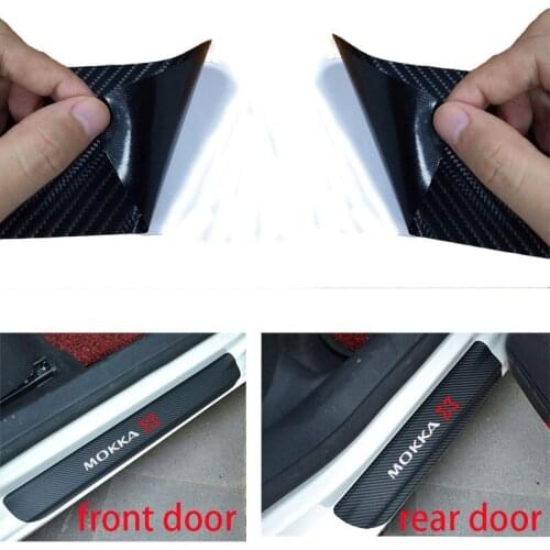 4PCS Carbon Fiber Car Door Sill Sticker Anti Scratch None Slip Door Sill Guard Lnterior Scuff For Opel MOKKA X Car Styling