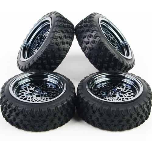 62mm 4Pcs 1/10 Scale Rubber Tire Rim Wheel Set 12mm Hex For HSP HPI RC 1:10 Rally Racing Off Road Car Model Accessory