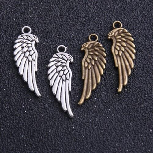 8pieces/lot 11*34mm Antique /Bronze Wholesale Alloy eagle Angel Wings Jewelry Pendants Charm
