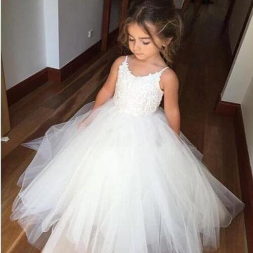 White Girls Birthday Dress Girl Party Dress Girl Princess Wedding Dress First Communion Clothes for kids 2-13 year