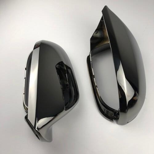 Rearview side mirror caps For Audi A6 C7 A3 8V A4 B8.5 B9 Tungsten steel black Side Mirror Cover Side Case Door Wing Cap