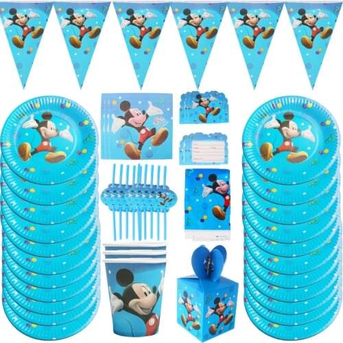 Disney Mickey Mouse Theme Party Disposable Tableware Set Paper Cups Plates Decorations Birthday Party Baby Shower Kid Supplies