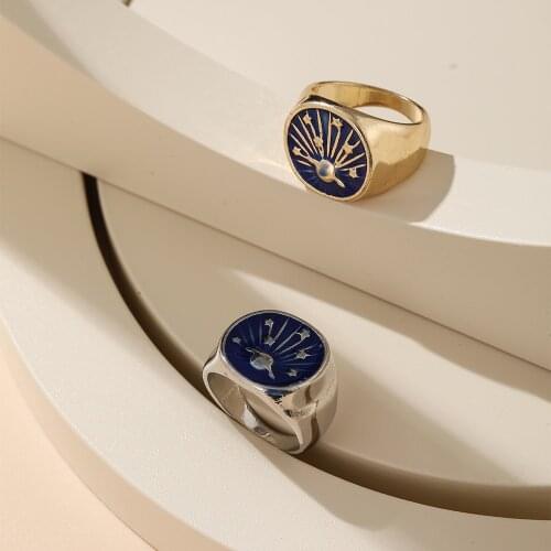 Fashion Blue Planet Star Galaxy Rings Trendy Rings Personalized Fashion Rings Stars Moon Universe Ring Jewelry for Women