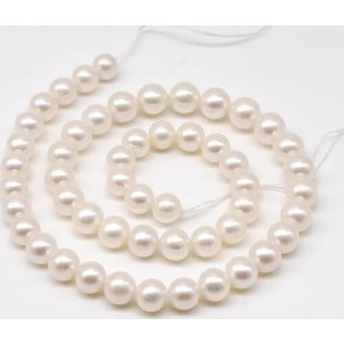 AAA Round Pearls Loose Beads,8-9mm White Color Genuine Freshwater Pearls,New Free Shipping